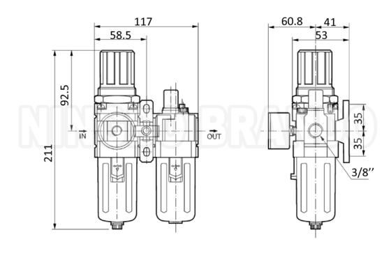 AC3010 1/4'' 3/8'' regolatore del filtro dell'aria lubrificatore FR.L Combinazione