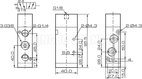 Airtac Type 4A310-10 5/2 Way Pneumatic Air Pilot Valve With Aluminum Alloy Body