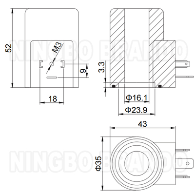 Bobina elettrovalvola idraulica da 16 mm, altezza 52 mm, 33 W, 12 V 24 V