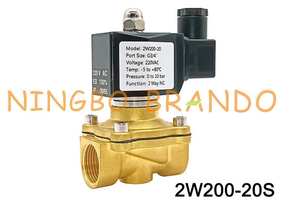 Elettrovalvola a solenoide in ottone normalmente chiusa 2W200-20 da 3/4" 24V 110V 220V