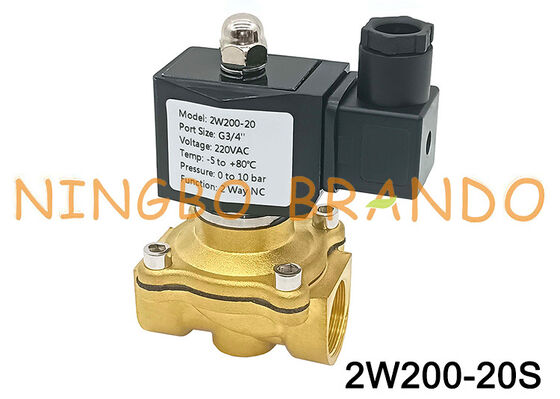 Elettrovalvola a solenoide in ottone normalmente chiusa 2W200-20 da 3/4" 24V 110V 220V