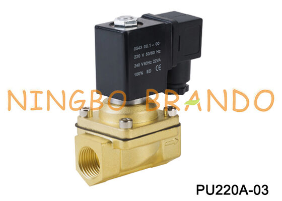 PU220A-03 Elettrovalvola a solenoide in ottone NC a 2 vie tipo Shako da 3/8" 24V 110V 220V
