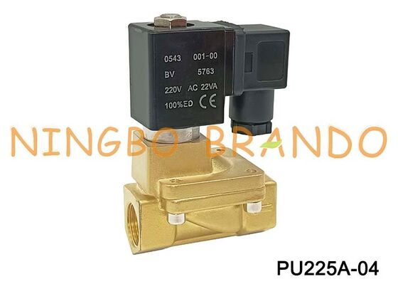 Shako tipo PU225A-04 Elettrovalvola a solenoide in ottone a 2 vie normalmente chiusa da 1/2 '' 24 V 110 V 220 V
