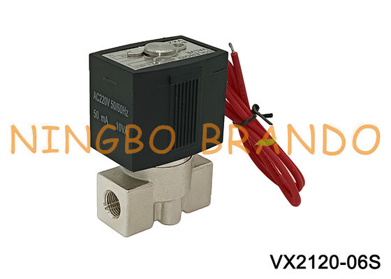 Elettrovalvola a solenoide in acciaio inossidabile tipo Vx2120 da 1/4" a 2/2 vie 220V 24V di SMC