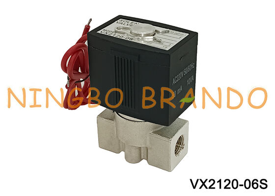 Elettrovalvola a solenoide in acciaio inossidabile tipo Vx2120 da 1/4" a 2/2 vie 220V 24V di SMC
