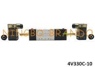 AC220V DC24V 3/8&quot; modo pneumatico 4V330C-10 dell'elettrovalvola a solenoide 5/3 con il corpo di alluminio per la macchina di automazione