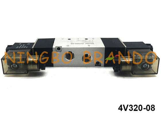 1/4&quot; valvola di regolazione pneumatica del solenoide del doppio di modo 4V320-08 del NPT 5/2 12V 24V 110V 220V