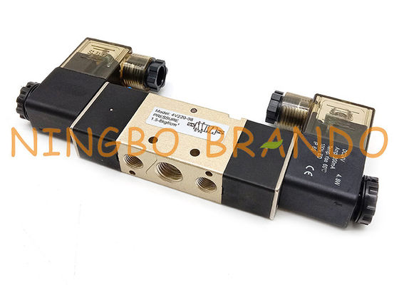 4V220-08 1/4&quot; valvola pneumatica del doppio solenoide di modo della scatola 5/2 di Termianl