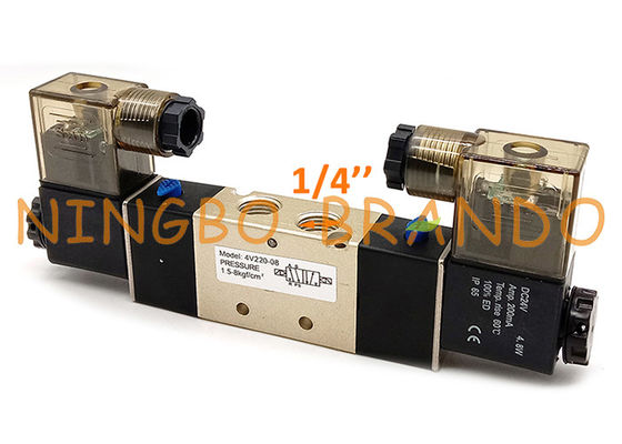 Elettrovalvola a solenoide pneumatica bobina a 1/4 pollici di modo 4V220-08 5/2 della doppia