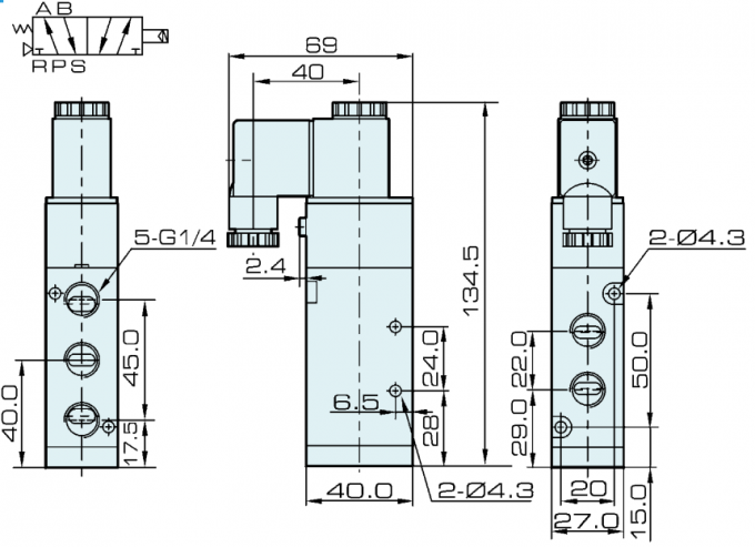 G1/4» tipo elettrovalvola a solenoide di AirTAC di modo di 4V310-08 5/2