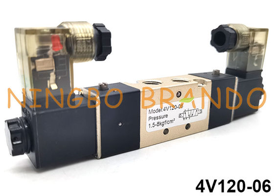 tipo modo pneumatico 24VDC 220VAC di 4V120-06 Airtac dell'elettrovalvola a solenoide della bobina del doppio 5/2