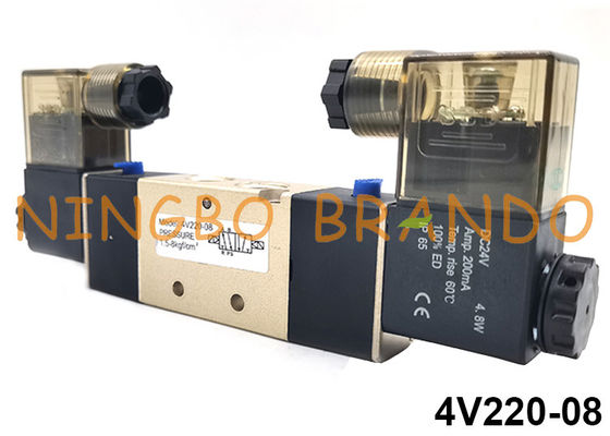 4V220-08 5/2 vie Airtac tipo elettrovalvola pneumatica a doppio solenoide 24V 110V 220V