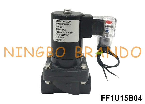 Valvola solenoide UPVC anti-corrosione per acidi chimici alcalini 24V 110V 220V