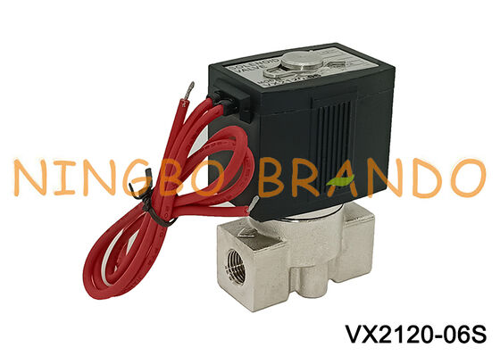 Elettrovalvola a solenoide in acciaio inossidabile tipo Vx2120 da 1/4" a 2/2 vie 220V 24V di SMC