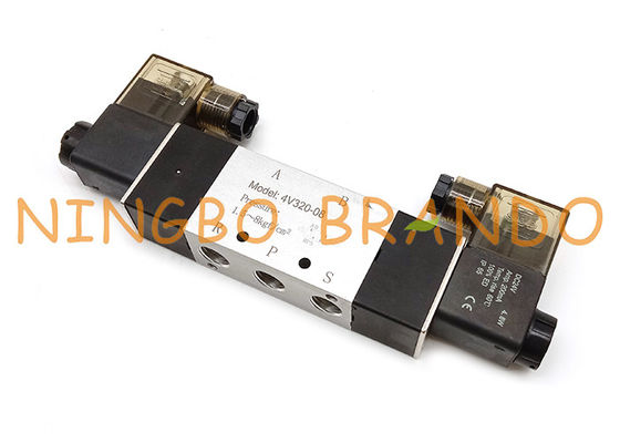 valvola pneumatica del doppio solenoide del connettore di BACCANO di modo di 4V320-08 1/4
