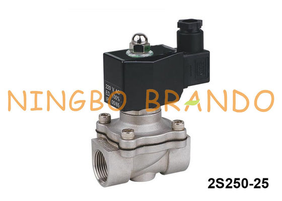 elettrovalvola a solenoide a 1 pollici dell'acqua di acciaio inossidabile di NC di 2 modi 2S250-25 24V 220V